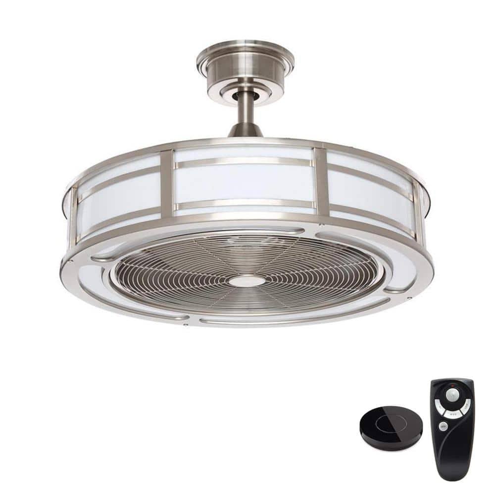 Home Decorators Collection Brette II 23 in LED Brushed Nickel Ceiling Fan with Light and Remote Control works with Google and Alexa AM382A-BN-B